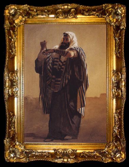 framed  Carl Haag A Jerusalemite Shepherd Winding the Phylacteries for the Hand, ta009-2